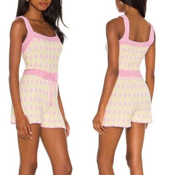 Free People Pants - Free People Dream Diamonds Romper Pink / Yellow